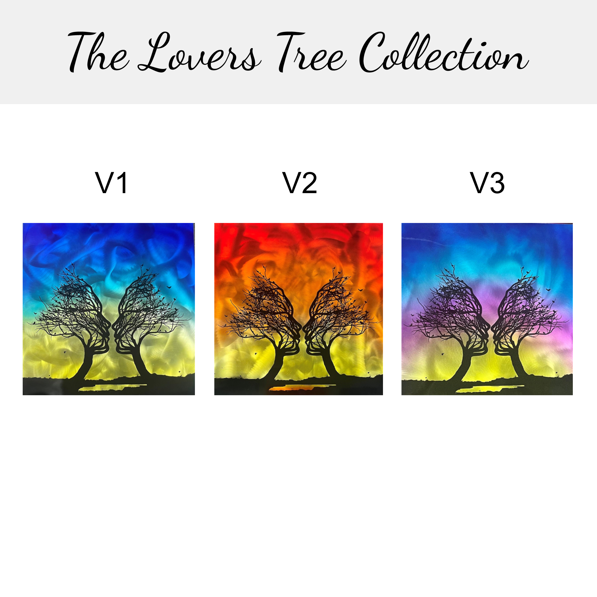 lovers tree silhouette metal art