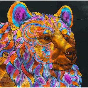 mandala bear metal wall art