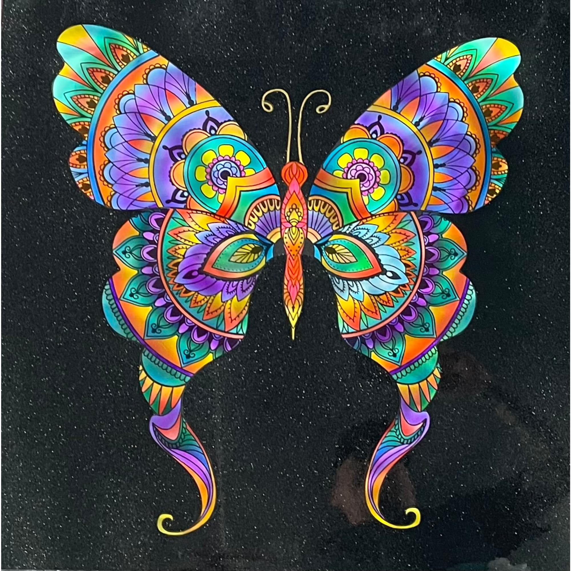 mandala butterfly metal wall art