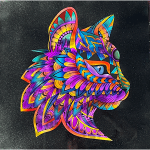 mandala cat metal wall art