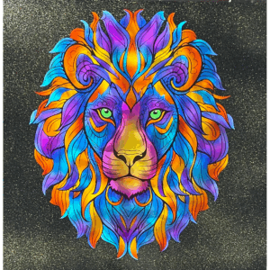 mandala lion metal wall art
