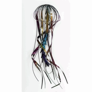 Metal Jellyfish Sculpture – 32" Multicolor Sea Life Wall Art