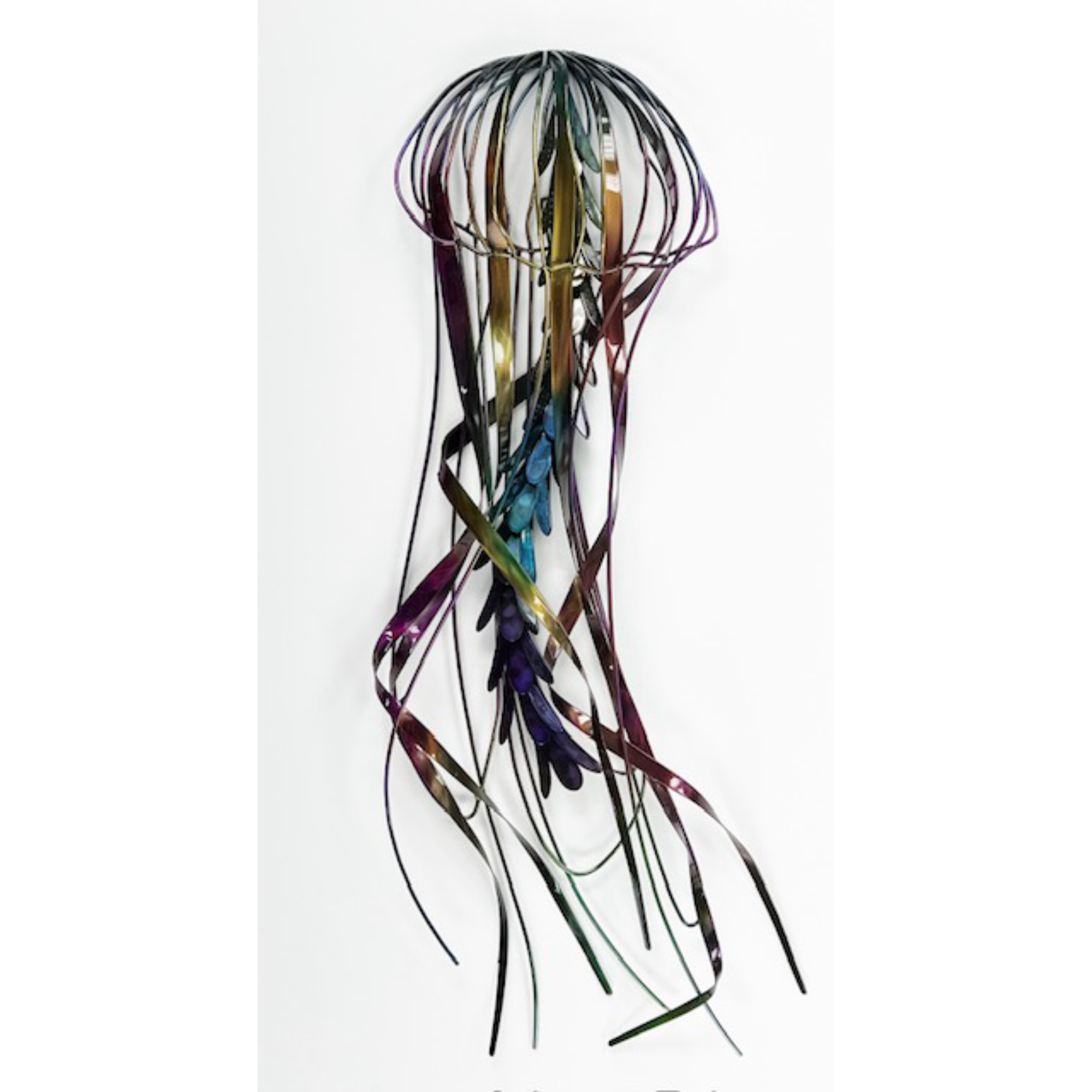 Metal Jellyfish Sculpture – 32" Multicolor Sea Life Wall Art