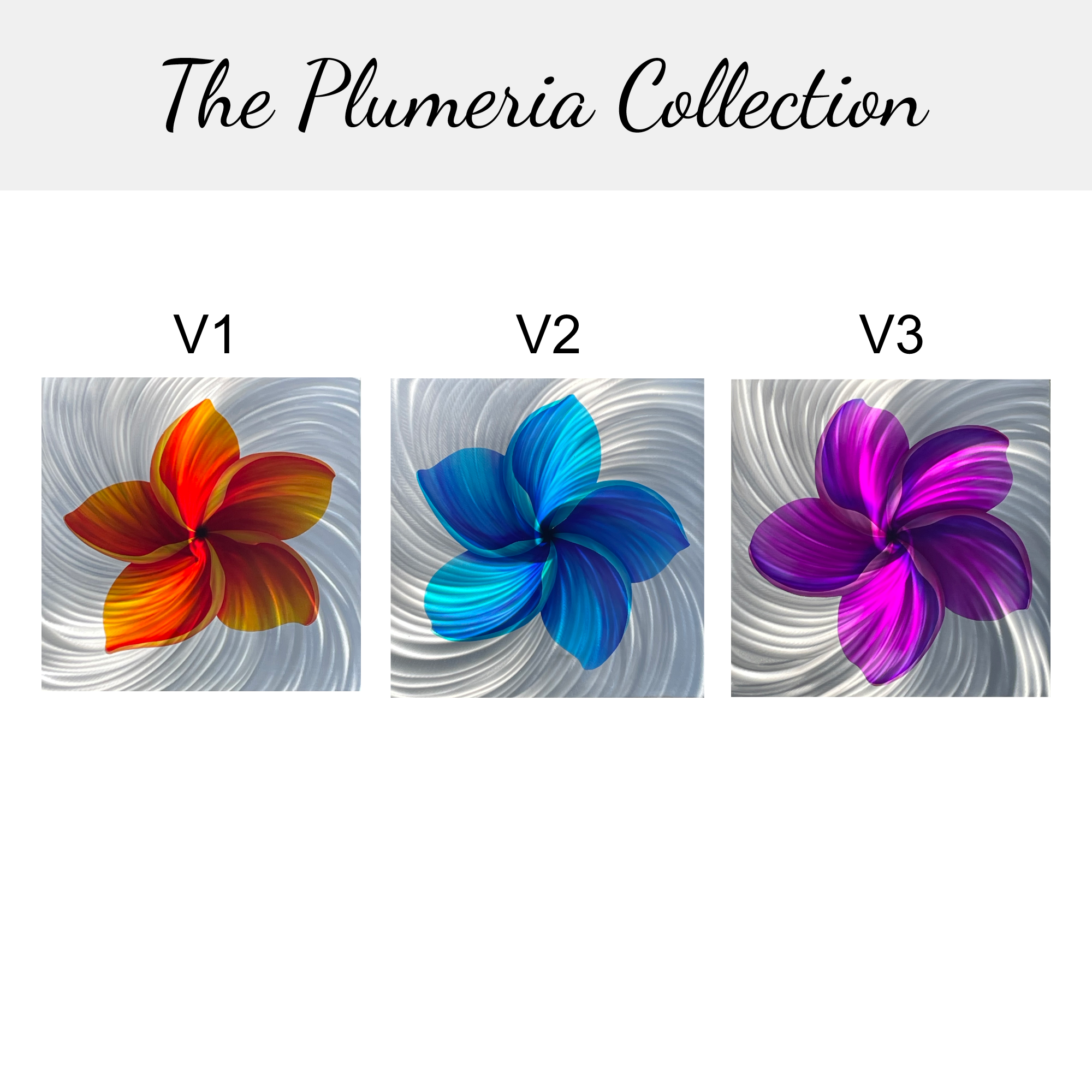 Plumeria Metal Wall Art – Hawaiian Flower Aluminum Panels | 24x24