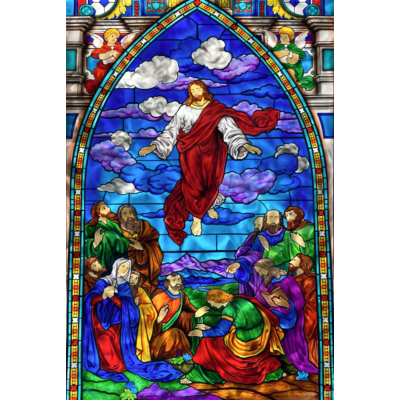 Jesus Ascension Stained Glass Window Art – Christian Religious Wall Decor