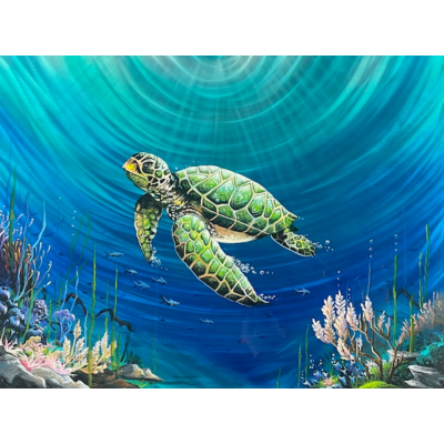 Sea Turtle Metal Wall Art – “Turtle Swim”